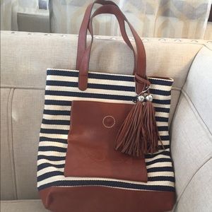 Canvas and Faux Leather Anchor Bag